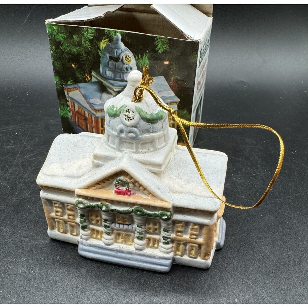 Vintage Badcock 2000 Town Square Collectible Bell Christmas Tree Ornament 3” S1W